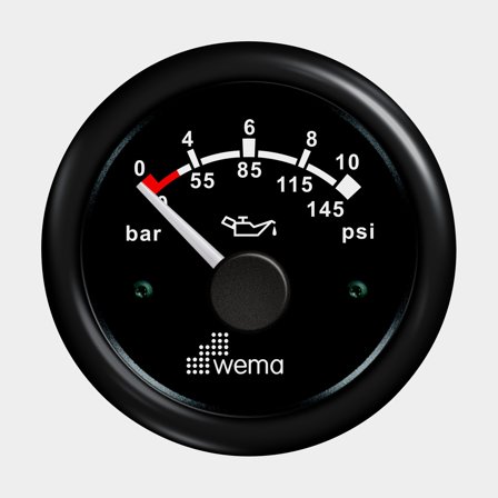 Oljetrycksmätare 10 bar, svart