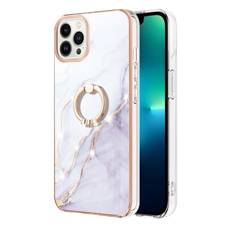 TPU Skal iPhone 15 Pro Ringholder Hvid Marmor