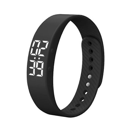 T5S Armbandsur med vibrerande realtidsvisning, vattentätt smart armband LED-skärm Fitness Sport Sömn Smart Watch (Svart) [DB]