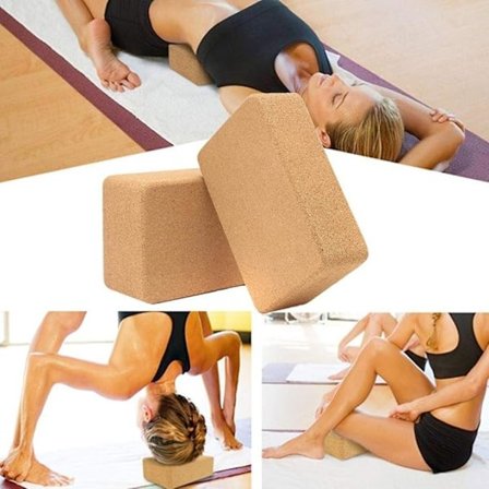 Kork Yoga Block Yoga Utrustning Pilates Hjälp Fitness Kudde