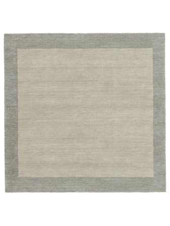 Wool Rug Plain (Single Colored) Handloom Frame Greige Square Large