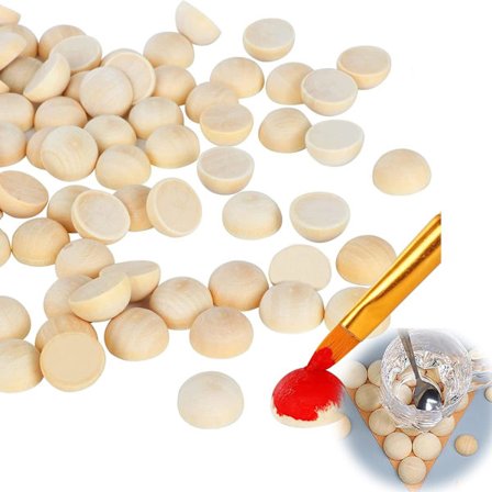 200 Pack Oavslutade Delade Träkulor Naturliga Halva Träkulor Hantverk DIY-Projekt för Barn