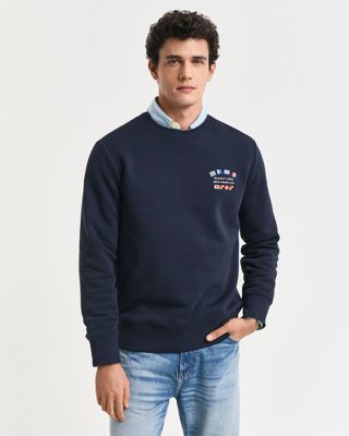 GANT - Graphic genser med rund hals til herre evening blue