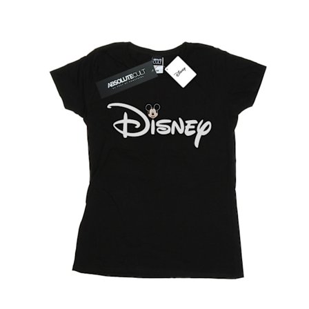 Disney Dam/Kvinnor Mickey Mouse Logo Huvud Bomull T-shirt S Svart