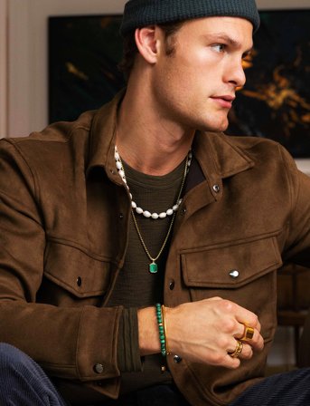 Nialaya Men's Baroque Pearl Choker - White - ONE SIZE 51 cm