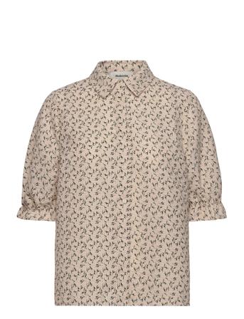 Chrissymd Print Shirt Kortermet Skjorte Beige Modström*Betinget Tilbud