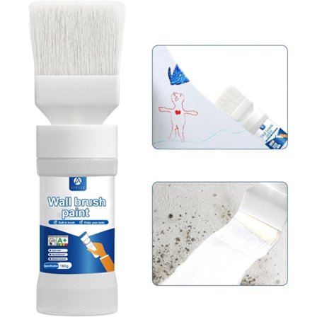 Hvid Vægmaling 2-i-1 Pensel og Maling, Hurtigtørrende Vandbaseret Til Mindre Reparationer