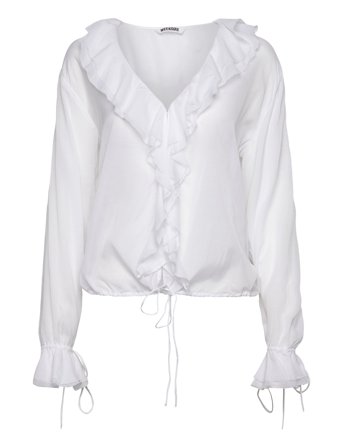 Weekday Long Sleeve Frill Top - White - S
