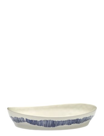 Serax Serving Bowl S White Stripes Blue Feast - White - S