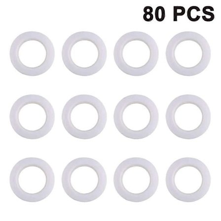 80 stk. gardinmaljer, gardinringer med indre diameter 46 mm, DIY-ringer kompatible med vindusgardin, dusjforheng, dørgardin til garderobe