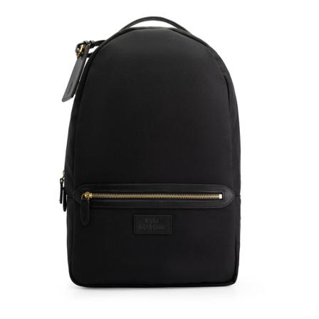 Ralph Lauren, Leather-Trim Canvas Backpack Zwart, Heren, Maat:ONE Size