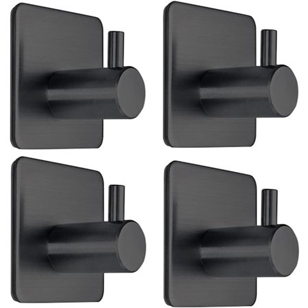 Itseliimautuvat koukut musta erittäin vahva 5–8 kg matta kylpyhuoneen WC-ripustuskoukut 4 kpl