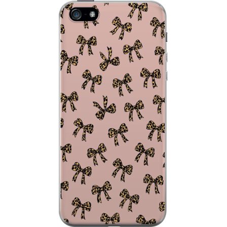 Kompatibelt Mobilskal till Apple Apple iPhone 5 Leopard båge rosetter mönster rosa bakgrund leopard print bågar söta mode flickaktig retro design