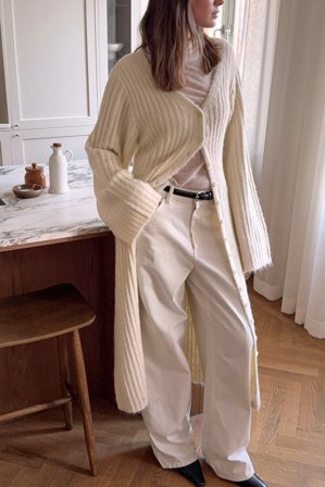 NA-KD - Maxikjole med strikket cardigan i ullblanding - Julekjoler - Offwhite - S