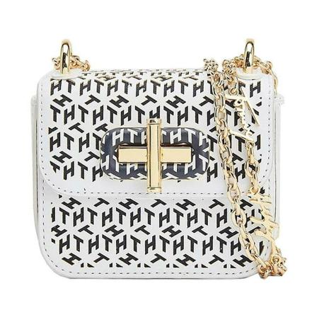 Tommy Hilfiger, laser cut crossbody Wit, Dames, Maat:ONE Size,leer