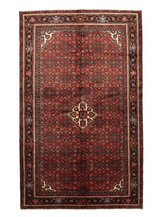 Anudada A Mano Hosseinabad Alfombra 156X242 De Lana Negro/Rojo Oscuro Pequeño