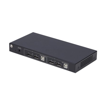 StarTech 2-Port Dual-Monitor DisplayPort KVM Switch with Dual View Video Matrix 4K 60Hz 4x USB Hub Ports TAA Compliant
