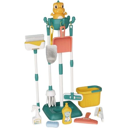 Rengjøringssett for barn, Leke-sett, Husholdningslekesett for gutter jenter barn småbarn i alderen 3+ år, Grønn, Stil A, Grønn