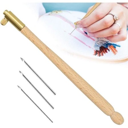 NY-Hvit broderikrok med 3 nåler 1mm/1mm/1.2mm broderiperler[CP]