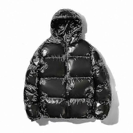 Afslappet metallisk skinnende hættejakke til mænd