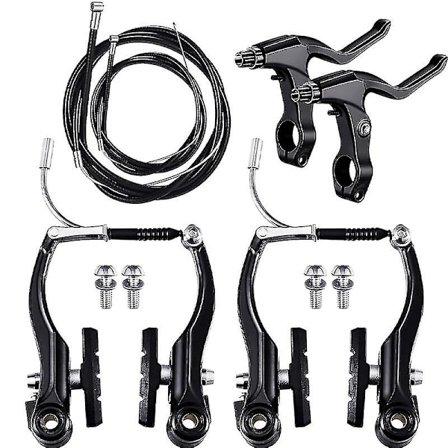 Komplett Sykkelbremsesett, Svart Front og Bak Sykkel MTB Hybrid Bremse Inner- og Ytterkabler og Hendel-Perfekt