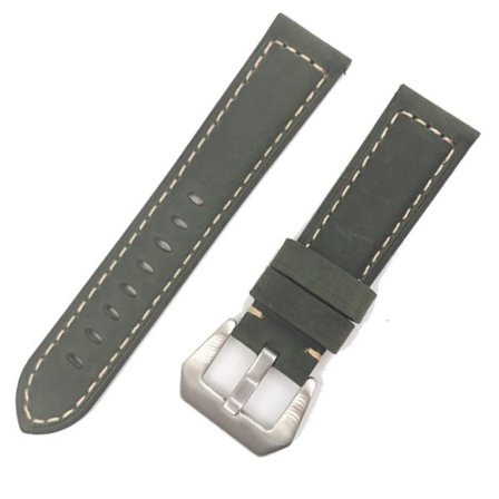 Samsung Gear S3 Frontier / S3 Classic Ekte Skinn Klokke Armbånd - Army Grønn / Sølv Spenne