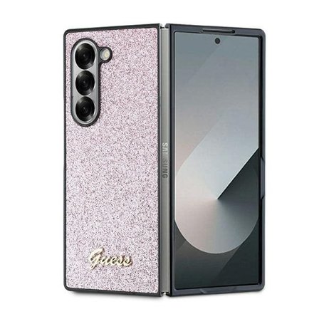 Guess 4G Glitter Script-etui til Samsung Galaxy Z Fold 6 - Pink