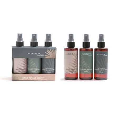 Azoza Eco aromasuihke 3-pack - vartalosuihke, tyynysuihke ja unisuihke, 3 x 100 ml