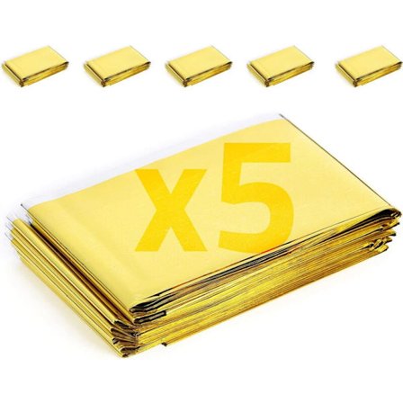 Selviytymispeitto 5 kpl Hätäpeitto 210 x 160 cm Uudelleenkäytettävä lämpöpeitto kylmää ja kuumaa vastaan ulkoiluun, maratoneihin tai ensiapuun