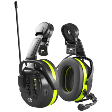 Hellberg Local 446 Høreværn med radio, skærm og hjelmbeslag, Høreværn