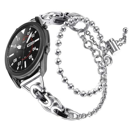 Samsung Galaxy Watch 4 Classic (46mm) / (42mm) dobbelt cirkel udhulet urrem i rustfrit stål - Sølv Og Sort Silver grey