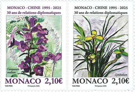 Monaco - 30-året for diplomatiske relation med Kina - Postfrisk sæt 2v