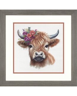 Broderipakke Bilde Ku med blomster - Dimensions