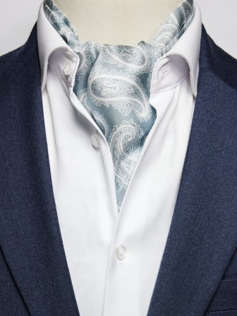 John Henric Men's Silver Ascot Paisley Size Onesize