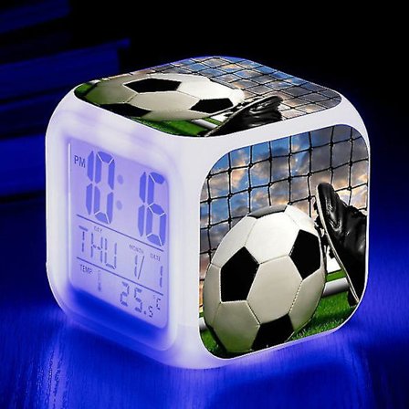 Fotbollsmatch Fotboll Väckarklocka Barnrum Dekorera docka 7 färg Glödande små nattlampor Skrivbordsklockor Presenter till barn