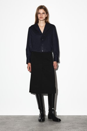 COS Women's Camisa De Algodón Con Cuello Marinero in Azul