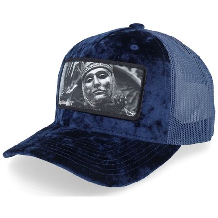 Calza Pennello - Azul trucker Gorra - Leper King Baldwin Iv Velvet Navy A-Frame Trucker @ Hatstore