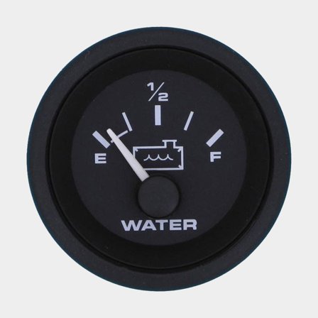 Medidor de tanques de agua Veethree Black Premier, sin empañamiento, Ø52 mm, 12 V, FA / VDO, 10 - 180 Ω, negro