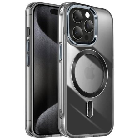 MagSafe-skal för iPhone 15 Pro, baksida i kristall, svart färg