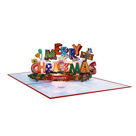 Joulukortit Valot ja Musiikki Joulukortti Musikaalinen Joulukortti Joululaulu 3D Pop-Up-Kortit Joulukortit (FMY)