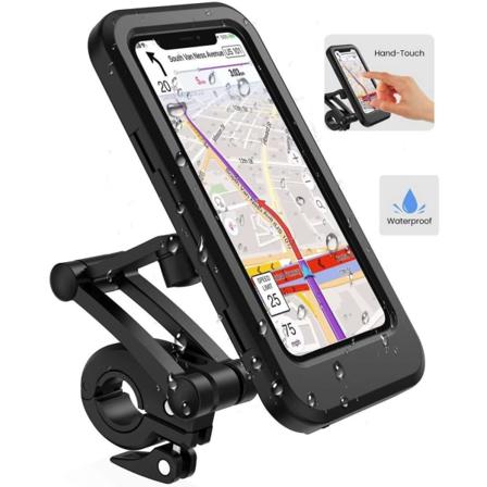 Cykel mobiltelefonholder, vandtæt smartphoneholder med touchskærm, 360° drejelig, højdejusterbar til op til 6,7 tommer, motorcykelcykel