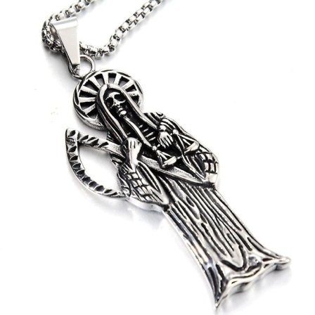 Halskjede i rustfritt stål med dødninghodeanheng for menn (One Size)