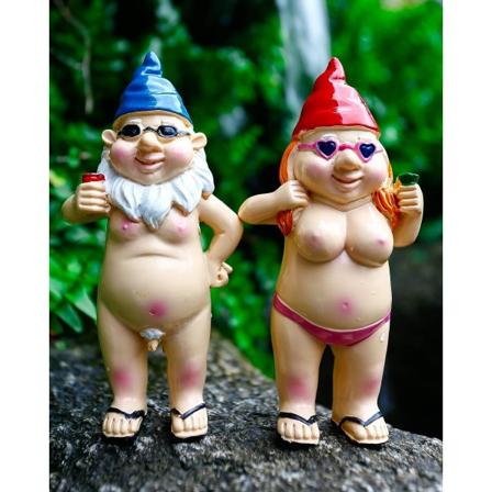 2-pak hagegnomer morsomme gnome-statuer leken plenharpiks