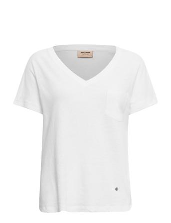 Maya V-Neck Tee T-shirt Top Hvid MOS MOSH