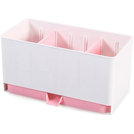 Bestickavrinningsställ/bestickställ, avtagbar plast, multifunktionell bestickförvaringslåda pink