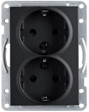 SG Stikkontakt innfelt Sort Dobbel m/j 1,5 S