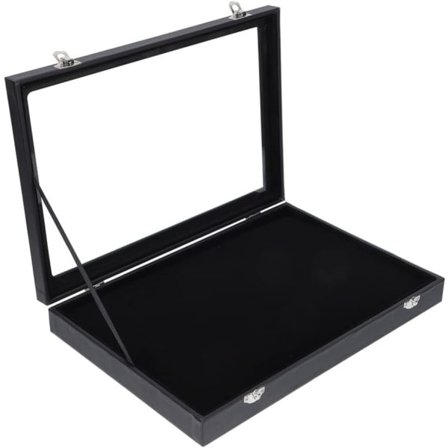 Brocheopbevaring Vitrineskab med glaslåg Display Box Smykkeskrin Organizer Stabelbar smykke bakke til brystnål Br