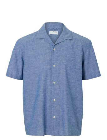 Slhrelaxsun Shirt Ss Resort Blue Selected