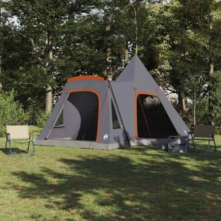 Vidaxl campingtält Tipi med tak Grå och orange 545 x 450 x 295 cm