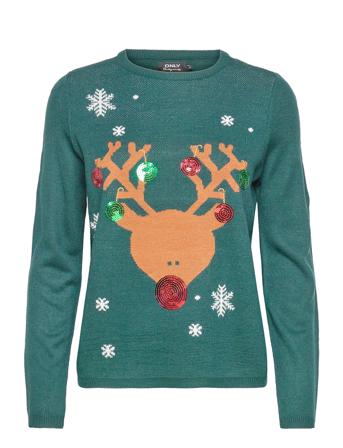 Onlxmas Exclusive Reind Pullover Ex Knt Pullover Striktrøje Grøn ONLY